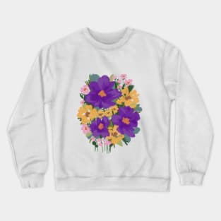 Purple Abstract Wild Flowers Illustration Crewneck Sweatshirt